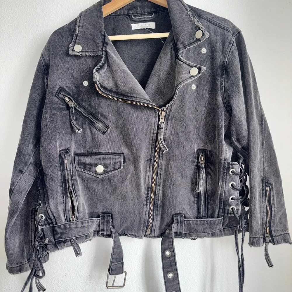12th tribe "Jetsetter" dark gray denim jacket size S NWOT - Picture 3 of 6